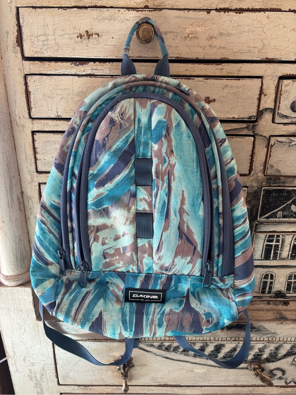 Dakine Teal and Brown Patterned Backpack